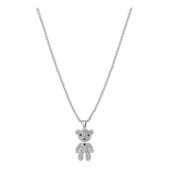 Collar Cadena Oso Teddy Bear Giratorio Acero