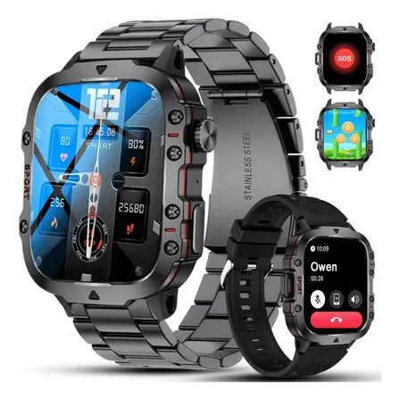 Militar Smartwatch Masculina Bluetooth Relógio Inteligente Preto