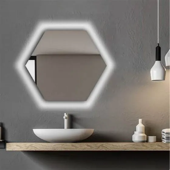 Eco Espejo Hexagonal Con Iluminacion 60*70