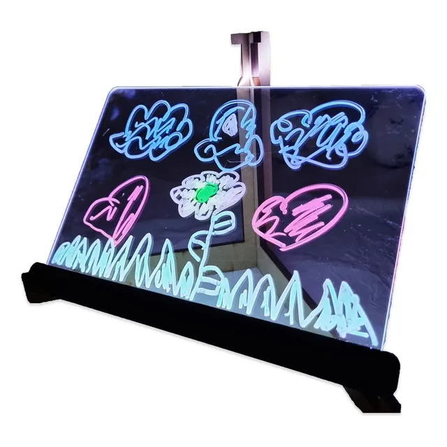 Pizarra Mágica Led 29x18 Cm Con Soporte Y Fuente