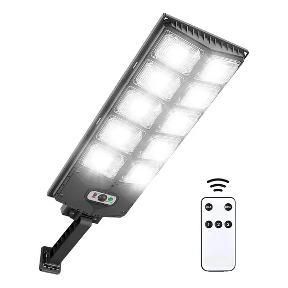 Holofote Solar 500w Luminaria Refletor Autonomo Nacional Carcaça Preto Luz Branco-frio
