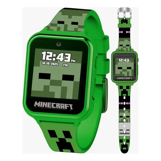 Smartwatch Minecraft Ninos Tactil Camara Juegos Usb Verde