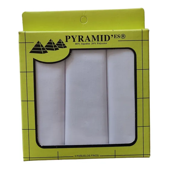 Cajita De 3 Pañuelos Blancos Marca Pyramid De Caballero