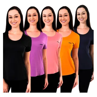 Kit 5 Camiseta Feminina Cumpridinha Fitness Dry Fit By Zaroc Kit 5 Camiseta Feminina Cumpridinha Fitness Dry Fit By Zaroc