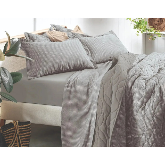 Jogo De Cama King Slim Organic Lençol Anti-pilling Altenburg Cinza Geométrico