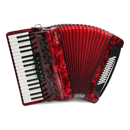 Acordeon Vedo 34 Teclas 60 Baixos Madeira, Alça E Estojo Vermelho