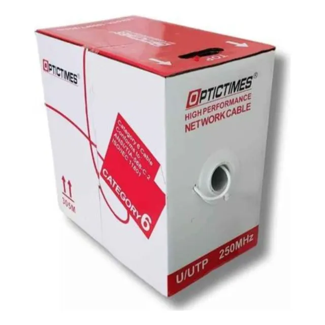 Bobina De Cable Utp Cat6 Optictimes 100%cobre 305 Mts Blanco