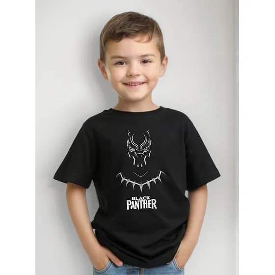Remera De Algodón Para Niño O Niña Pantera Negra