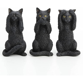 Gatos 3 Virtudes, Set 3 Piezas Figuras De Resina Gatos 3 Virtudes, Set 3 Piezas Figuras De Resina