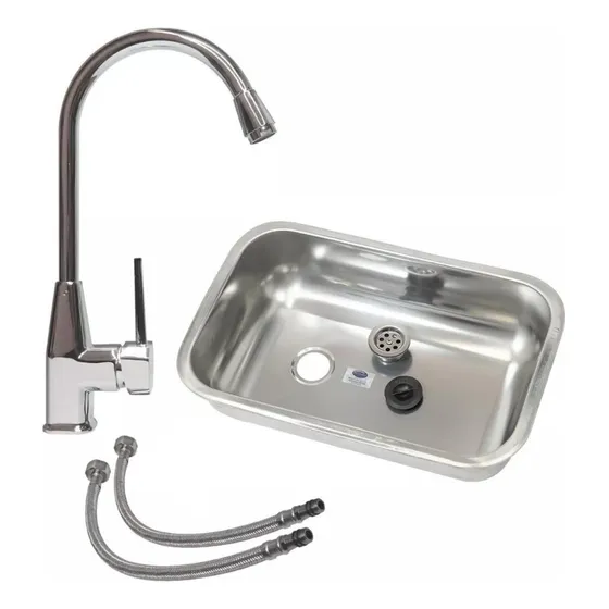 Pileta Bacha Simple 52x32 Cm + Griferia Monocomando Cubic   