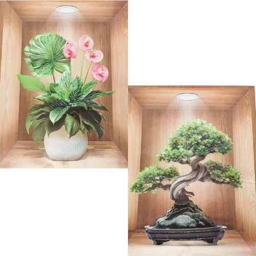 2 Vinil Decorativo 3d Autoadhesivo Flores Bonsai 30x40cm
