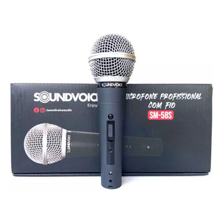 Microfone Soundvoice Sm58 Dinâmico Cabo 5 Metros Chava Liga Microfone Soundvoice Sm58 Dinâmico Cabo 5 Metros Chava Liga