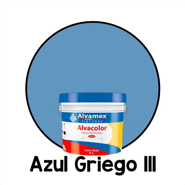 Pintura Vinilica Mate 4 Litros Alvacolor 4 Años Galón Int/ex Color Azul Griego