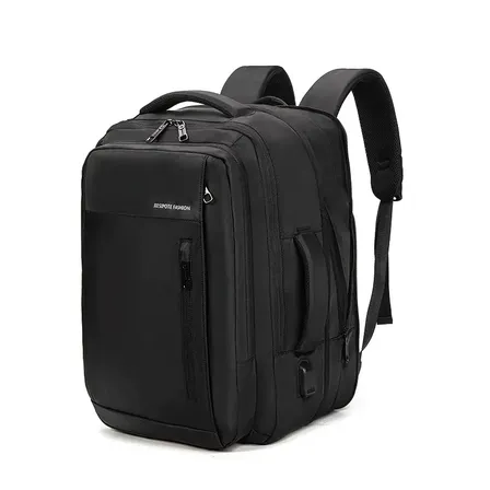 Mochila masculina, impermeável, reforçada, com capacidade para laptop, ampliação de 25 a 40 L, porta USB, ideal para viagens e deslocamentos diários, cor preta