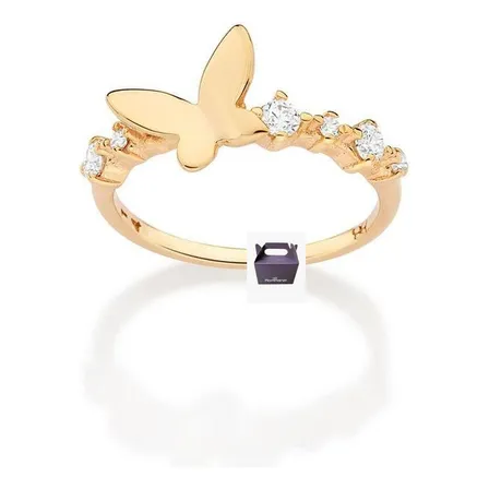 Anel Skinny Borboleta Com Zircônias 513483 Rommanel