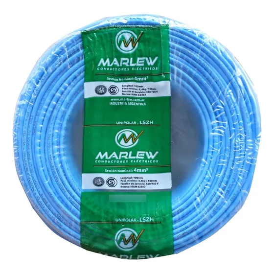 Cable Libre De Halogenos 4mm Celeste 100m Clase5 Iram Marlew