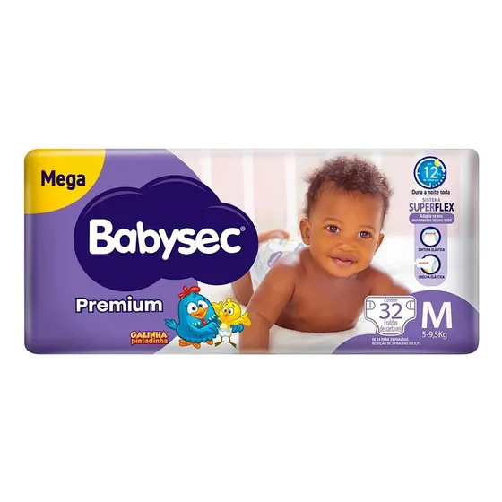 Fralda Premium Flexiprotect Galinha Pintadinha Babysec Sem gênero M
