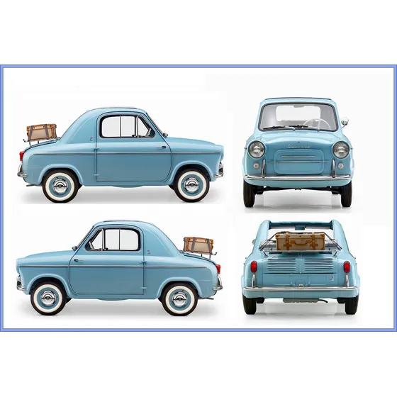 Vespa 400 - Autos Clásicos - Lámina 45 X 30 Cm.