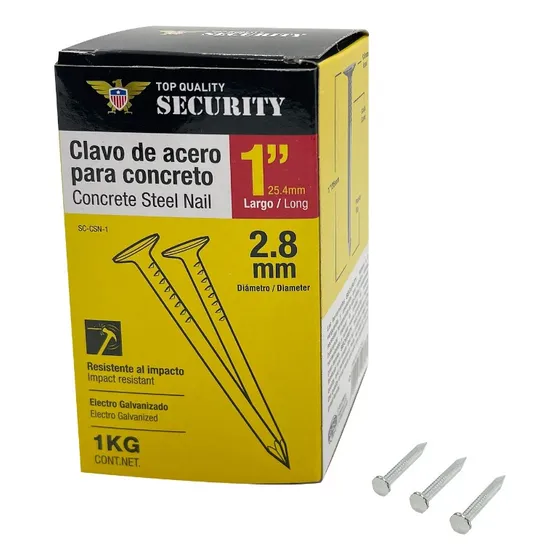Security Clavos De Acero  Para Concreto 1pulgada  1kg