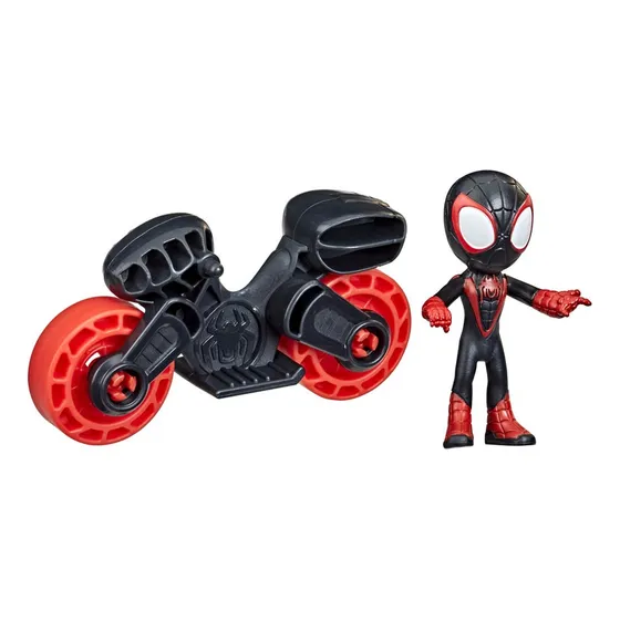 Muñeco Marvel Spidey Amazing Friends Miles Morales Con Moto