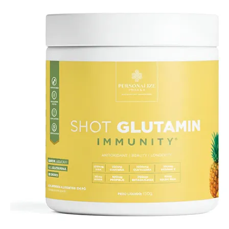 Shot Matinal Glutamina Personalize Pharma para Imunidade e Performance Sabor Abacaxi 150g