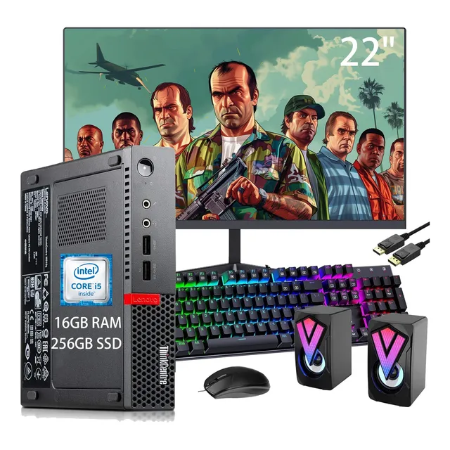 Lenovo Mini Cpu M910q Intel I5 6500 16g 256g Monitor 22 Wifi