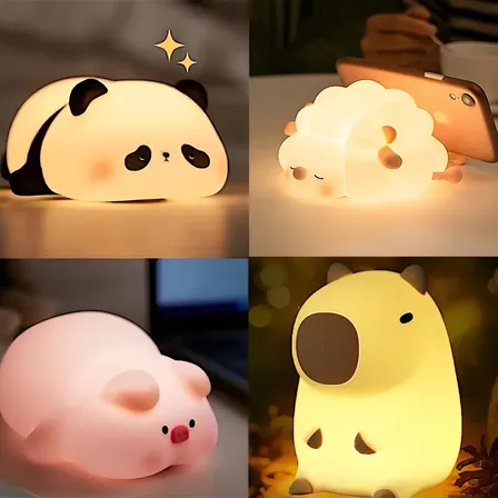 Luminária Silicone Animais Panda Usb Recarregável Porco Pato