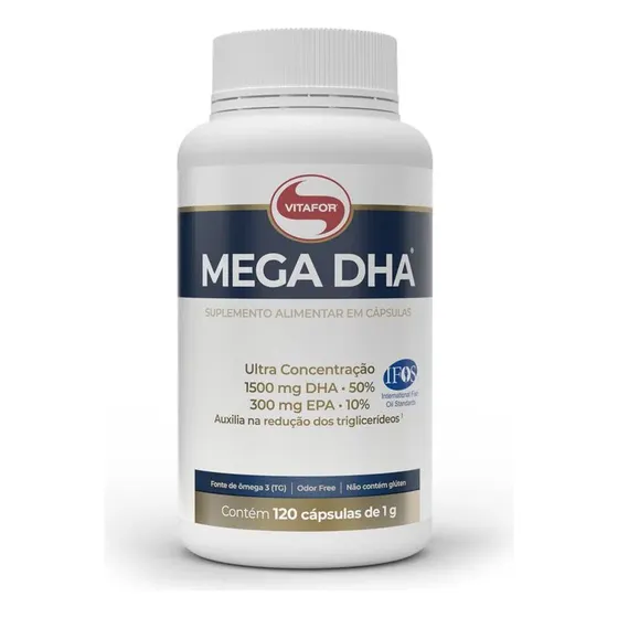 Mega Dha 1500 mg Dha E 300 mg Epa (120 cápsulas), sabor Vitafor sin sabor