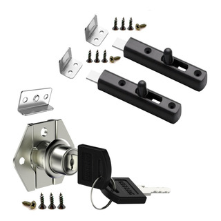 Kit Fechadura 22mm Com Trinco Armário 2 Portas Guarda Roupa Kit Fechadura 22mm Com Trinco Armário 2 Portas Guarda Roupa