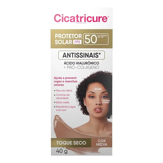 Cicatricure Protetor Solar Antissinais 50fps Cor Média 40g