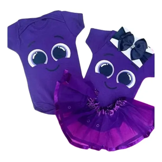 Body Bolo Fofo Roxo Menina Laço + Saia Temático Mesversario