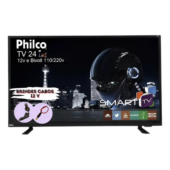 Tv Smart Digital 12v 24 Pol 12 Volts Usb Para Caminhão Barco