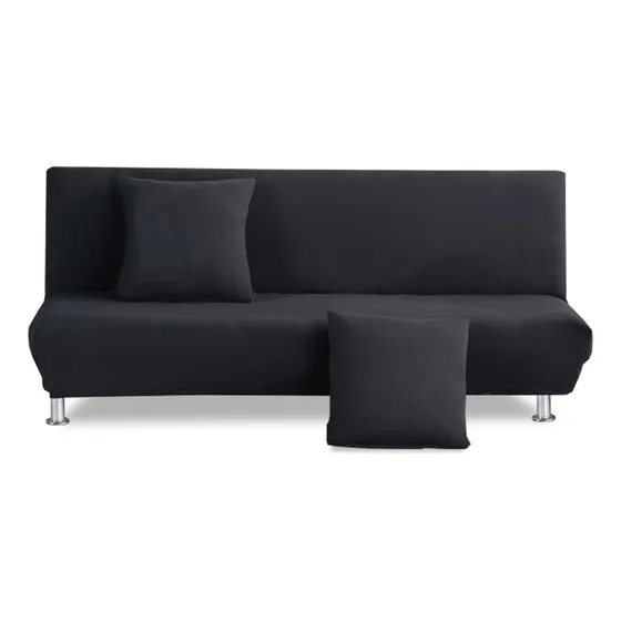 Funda De Sofá Cama Sin Brazos, Funda Elástica Para Futón Color Negro 160cm-190cm