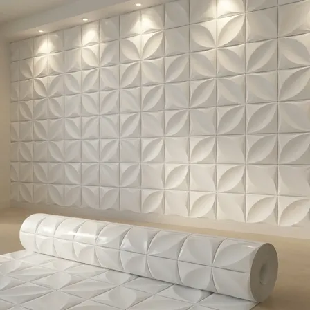 Papel De Parede Petala Branca Flor 3d Geométrico Lavavel Branco 6 Metros