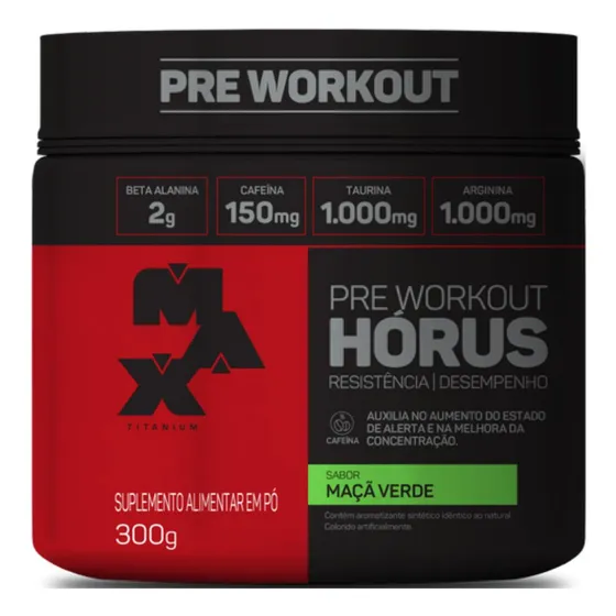 Suplemento em Pó 300g Max Horus Titanium Sabor Maçã verde