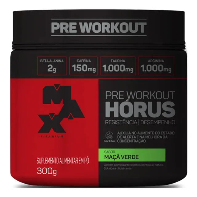 Suplemento em Pó 300g Max Horus Titanium Sabor Maçã verde