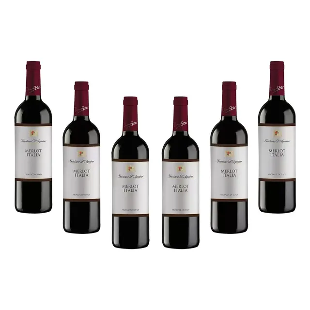 6 Botellas Vino Tinto Gaetano D'aquino Merlot Italia