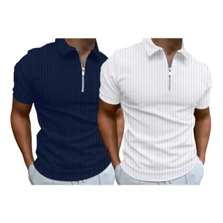 Kit 2 Camisa Polo Manga Curta Com Ziper Gola Polo Masculina Kit 2 Camisa Polo Manga Curta Com Ziper Gola Polo Masculina
