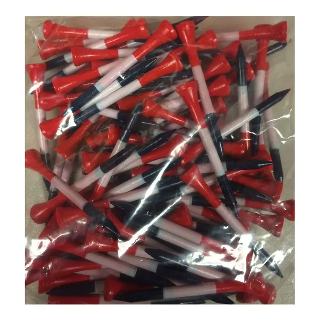 Tee Golf Madera 3 1 4  Rojo Blanco Azul Patriotico  Pack