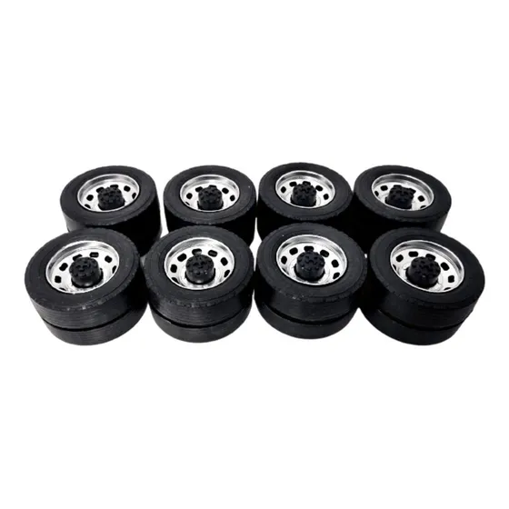 Kit Pneu Roda Dupla Carreta 4eixo Miniatura 1:14 Retiralocal
