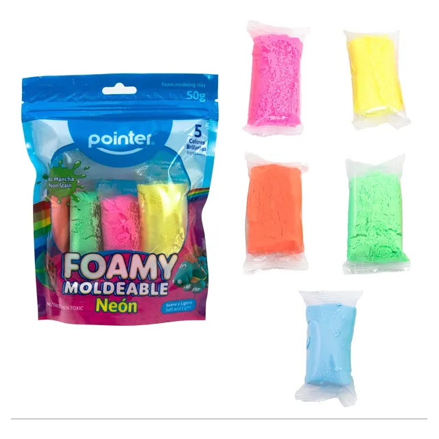 Foamy Moldeable Neon 50 Gramos X 5 Colores