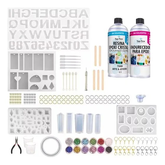 Molde Silicona 1566 / Set 186 Piezas G4 + Resina Arte & Joye