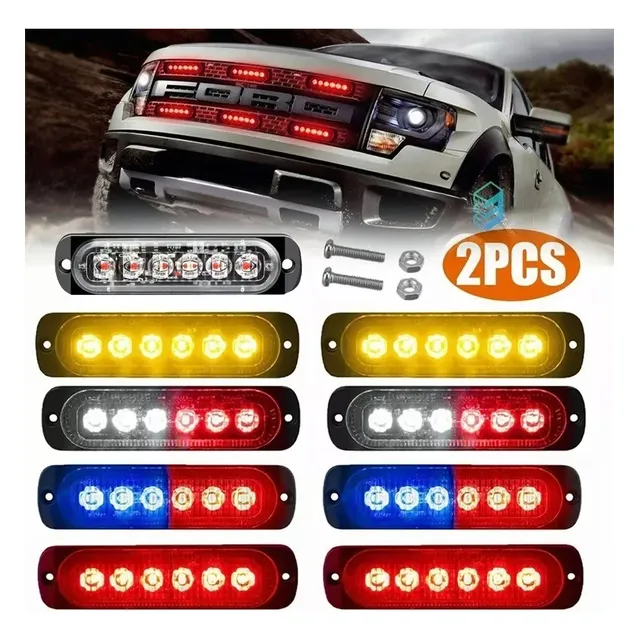 2 X Barra Luz 6 Led Stroboscópica Para Auto, Camion 12v 24v