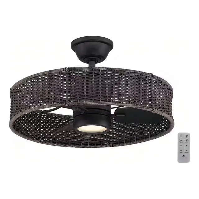 Hampton Bay 25 Ventilador Negro Mate Led Ajustable Interior Cantidad De Aspas 3 Estructura Marrón Aspas Marrón Diámetro 25 Frecuencia 60 Material De Las Aspas Plástico