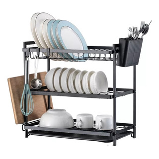 Escurridor De Platos De 3 Niveles Con Bandejas De Extraíbles Escurridor De Platos De 3 Niveles Con Bandejas De Extraíbles