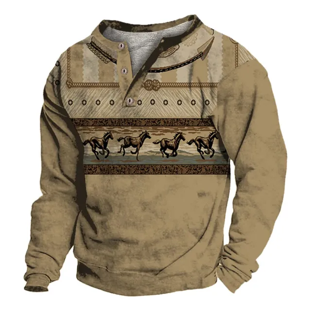 Polo Casual Manga Larga Cuello Cuadro Para Hombre Bolsillo