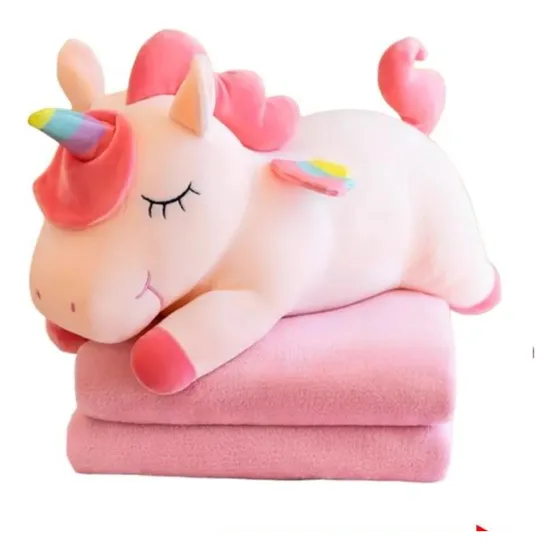 Peluche Unicornio Con Cobija Grande 55 Cm Para Niñas