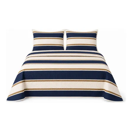 Colcha Cobre Leito Queen Size King Piquet Ss Textil Listrada Listrado Listras