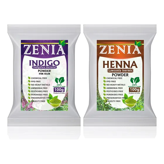 Kit De Coloración Para El Cabello Zenia 100% Puro En Polvo Í
