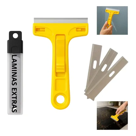 Raspador Limpa Box Com Lâminas Extras Para Piso E Vidro